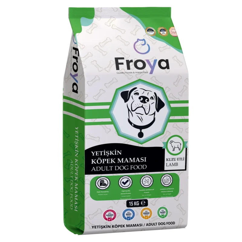 Froya Kuzu Etli ve Pirinçli Yetişkin Köpek Maması 15 Kg