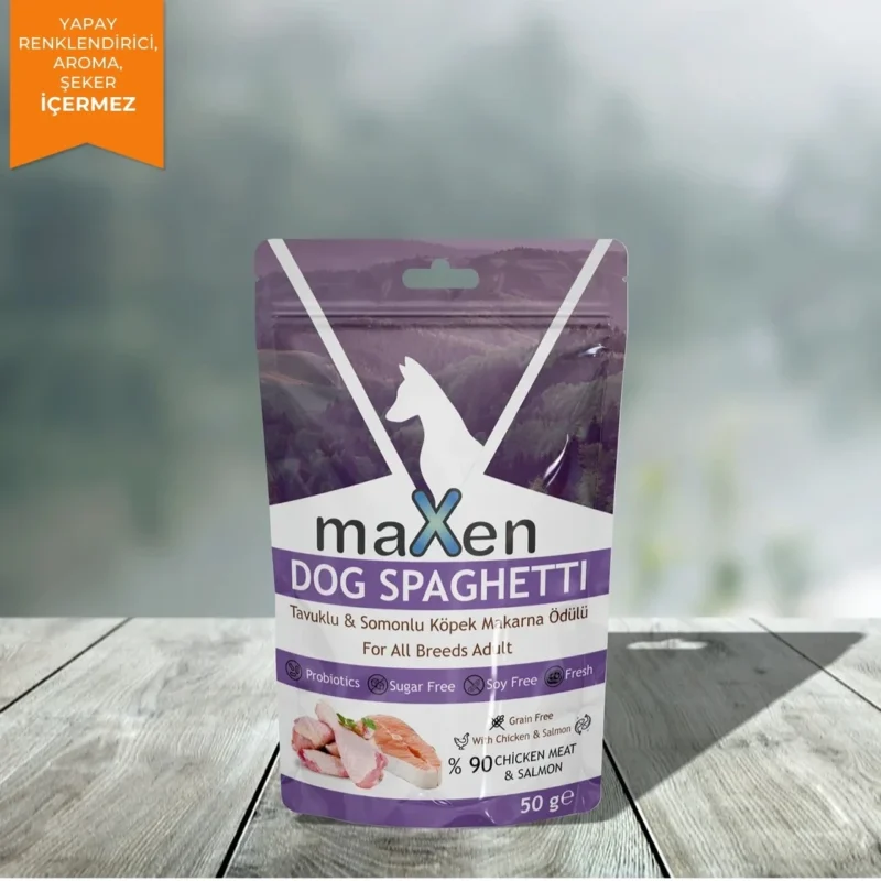 Maxen Tavuklu & Somonlu Köpek Makarna Ödülü (50 g)