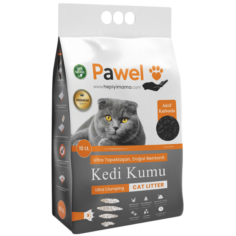 Pawel Aktif Karbonlu Topaklanan 10L Bentonit Kedi Kumu
