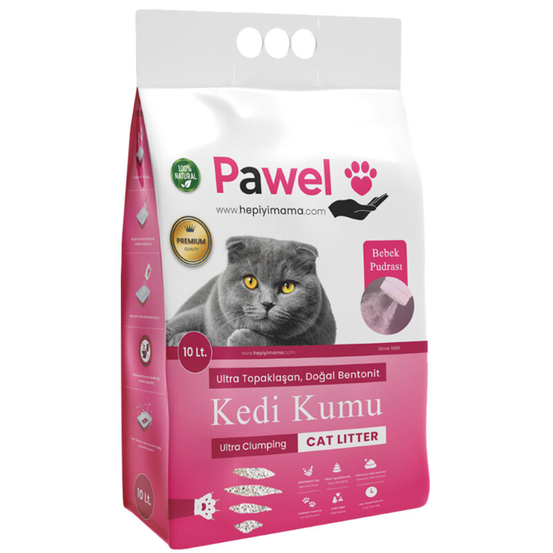 Pawel Bebek Pudralı Topaklanan 10L Bentonit Kedi Kumu