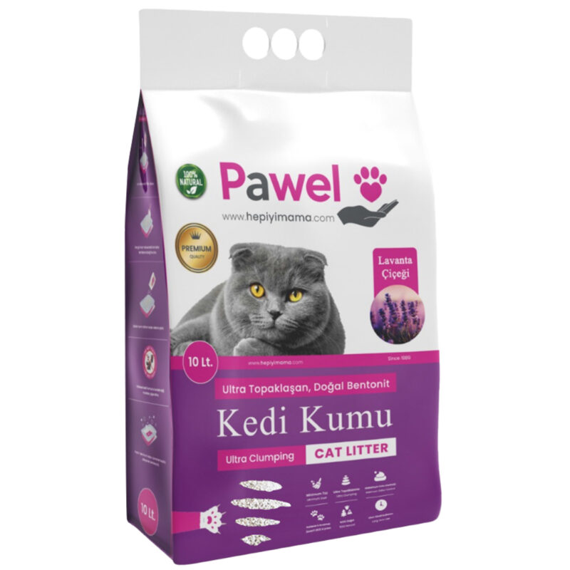 Pawel Lavanta Kokulu Topaklanan 10L Bentonit Kedi Kumu
