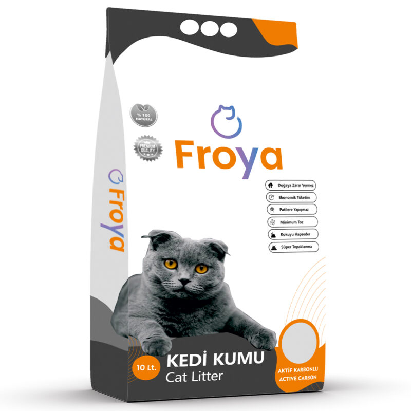 Froya Aktif Karbonlu Topaklanan 10L Bentonit Kedi Kumu
