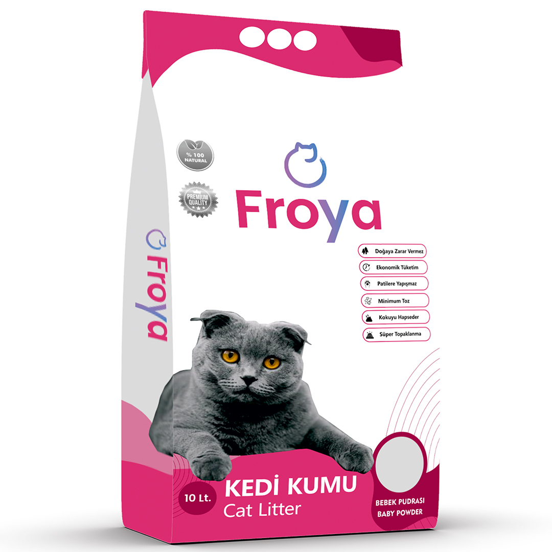 Froya Bebek Pudralı Topaklanan 10L Bentonit Kedi Kumu