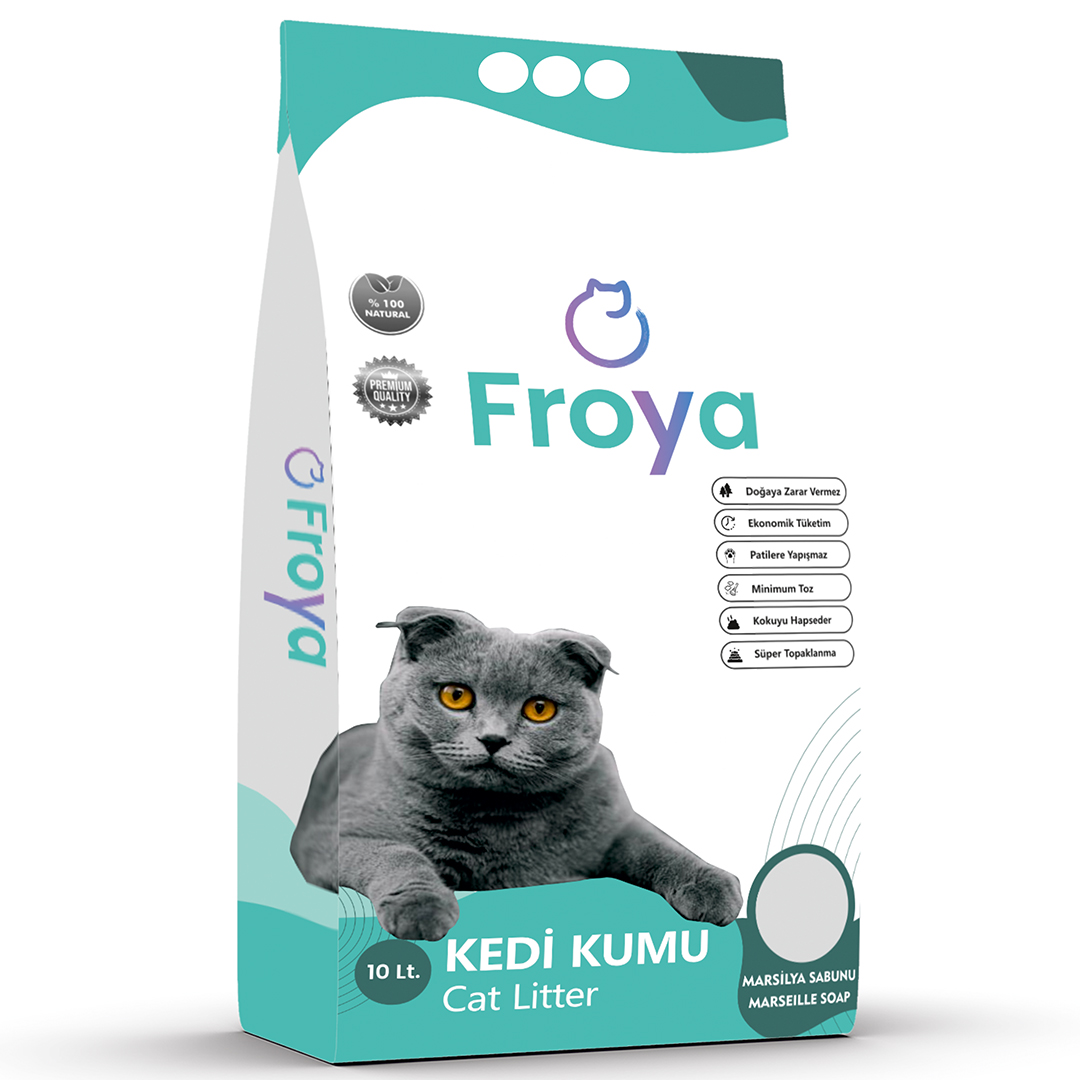 Froya Marsilya Sabun Kokulu Topaklanan 10L Bentonit Kedi Kumu