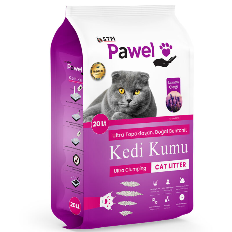 Pawel Lavanta Kokulu Topaklanan 20L Bentonit Kedi Kumu